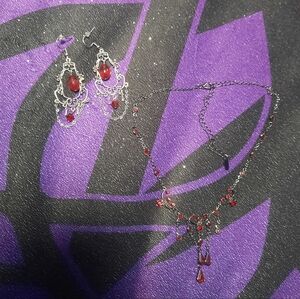 Elegant Red and Silver Jewelry Set